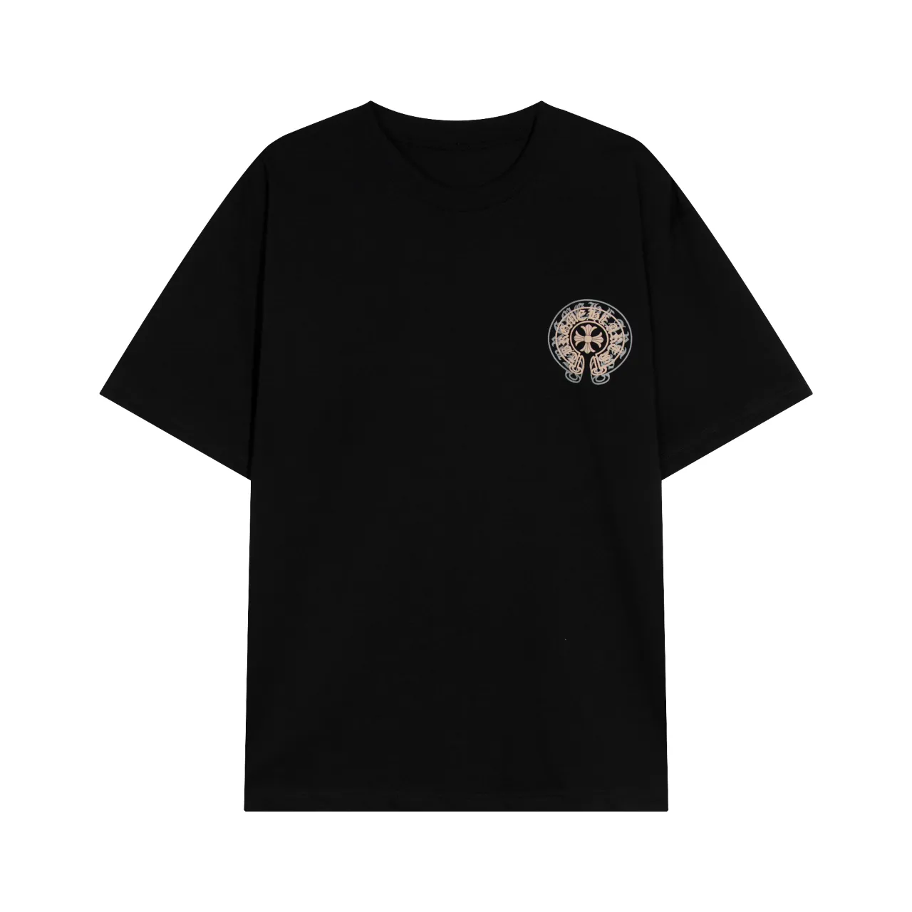 P160 Chrome Hearts Chrome Hearts Horseshoe Foam Printed Short Sleeves Size: SMLXL Color: Black White Gray